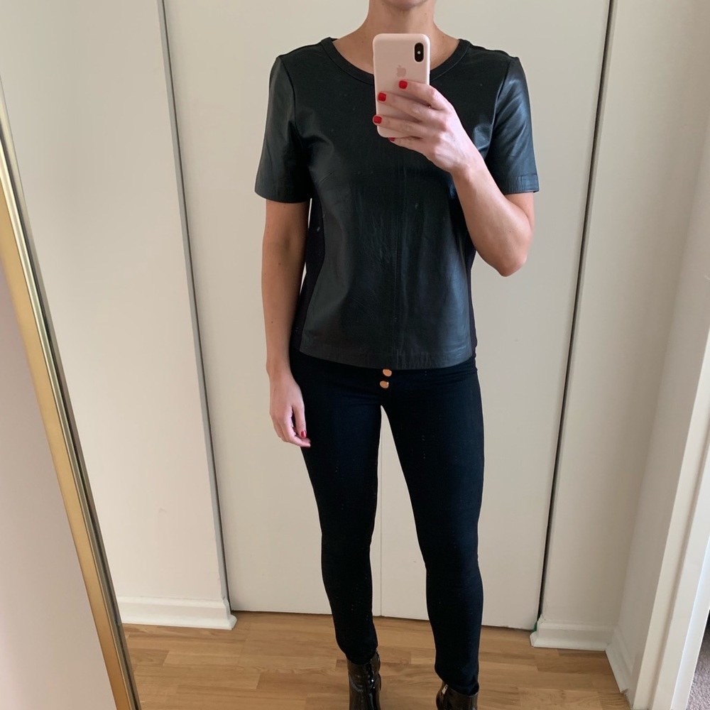Black leather tee